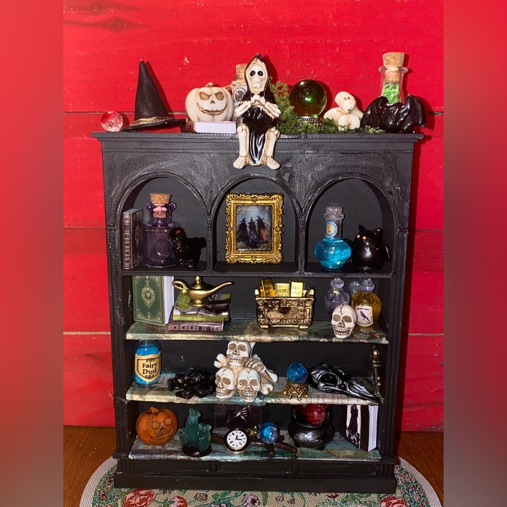Gothic Black 1:12 Cabinet mini  Dollhouse with Acessories